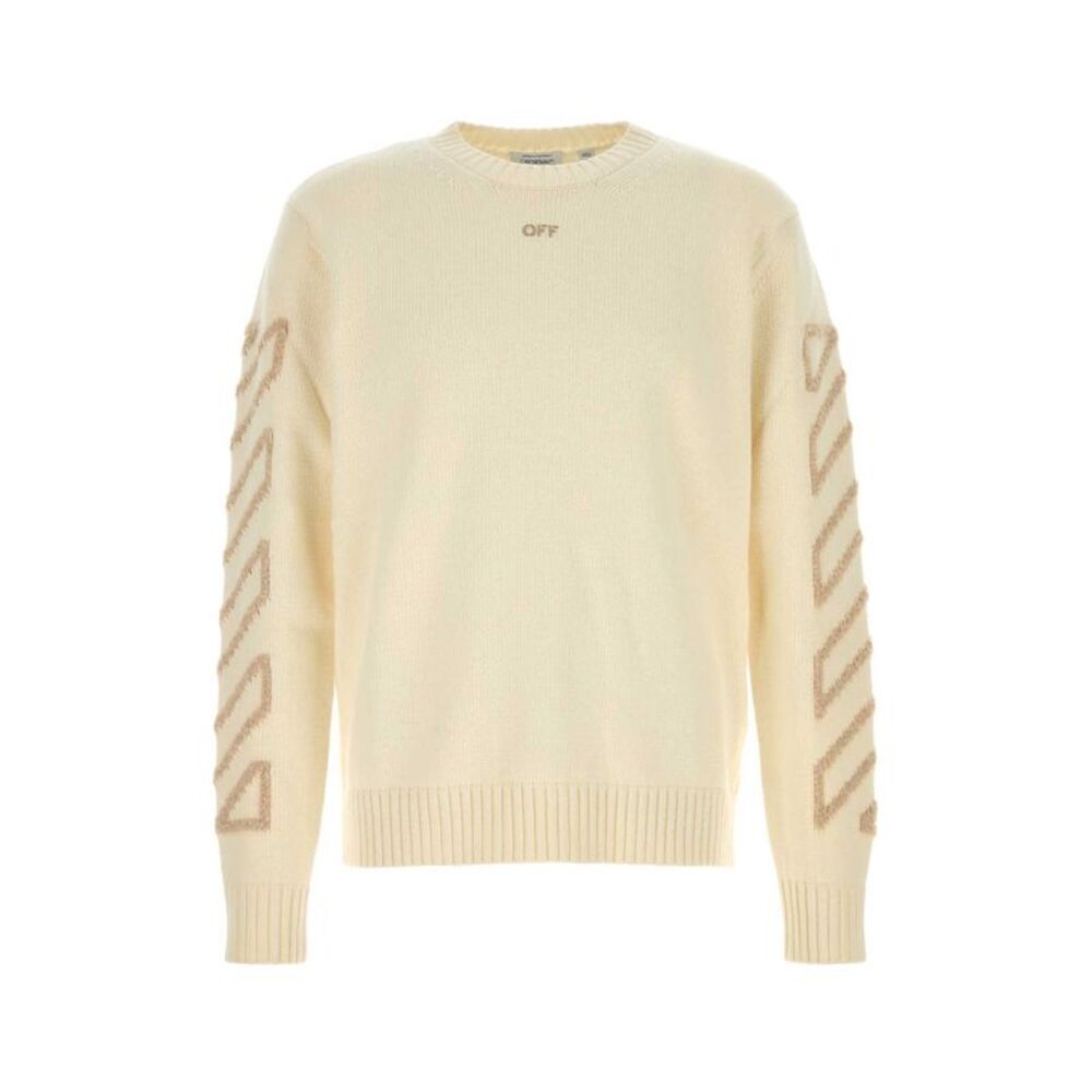 Off White Men Cream Wool Blend Sweater